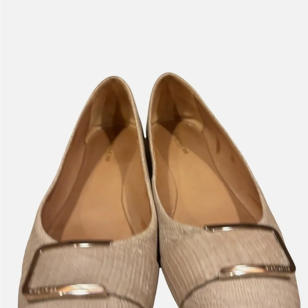 Coach Leather Ballet Flats Loafers Gold Buckle Detail Sz 8